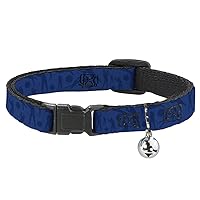 Cat Collar Breakaway Golfing Silhouettes Collage Blues 8 to 12 Inches 0.5 Inch Wide