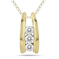 1/2 Carat TW Three Stone Diamond Ladder Pendant Available in 10k White and Yellow Gold (K-L Color, I2-I3 Clarity)