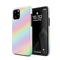 Compatible with iPhone 11 Pro Max Case Pastel Rainbow Unicorn Colors Ombre Holographic Tie Dye Pale Kawaii Aesthetic Heavy Duty Shockproof Dual Layer Hard Shell + Silicone Protective Cover