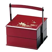 J-kitchens Wooden Heavy Box for Osechi Osechi Osechi 55 Handbags Double Layered Vermilion (1 Pair) 7.5 inches (19 cm), Made in Japan