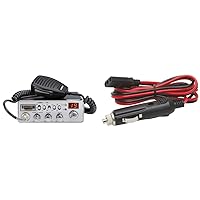 Uniden PC68LTX 40-Channel CB Radio with PA/CB Switch, Silver & RoadPro RPPS-220 Platinum Series 12V 3-Pin Plug Fused Replacement CB Power Cord
