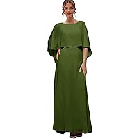Chiffon Mother Dresses with Cape - Mother of The Groom Dresses for Wedding Floor Length