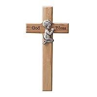 Wooden Wall Cross Home Décor, Baptism Gift for Boy Girl, God Blessing Rustic Accessory, Religious Ornament