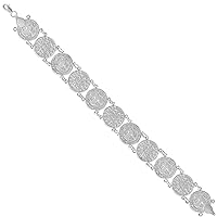 2 sizes Sterling Silver St Benedict Bracelet for Women 7.5 inches long