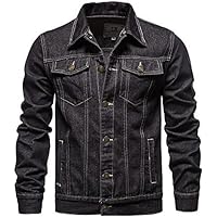 Men's Denim Jacket Fashionable Outdoor Wear Casual Slim- Fit Solid Color Motorcycle Jeans Jacket for Men.