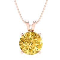 Clara Pucci 3.0 ct Round Cut Canary Yellow Simulated Diamond Gem Solitaire Pendant Necklace With 18