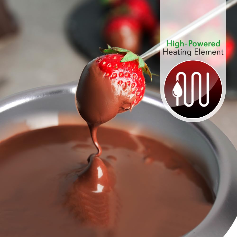 NutriChef PKFNMK14.5 Chocolate Melting Warming Fondue Pot Pot-25W Electric Machine with Keep Dipping Function & Removable Perfect, Candy, Butter & Cheese-Ideal for Parties & Dessert Lovers