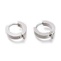 Pandahall 10pairs 304 Stainless Steel Huggie Hoop Earrings Platinum 14mm Round Lever Back Earring Components Findings for Men Women Earrings Making DIY Crafts Gifts