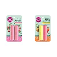 100% Natural & Organic Lip Balm- Strawberry Sorbet & 100% Natural Lip Balm - Strawberry Peach and Pineapple Passionfruit, Dermatologist Recommended