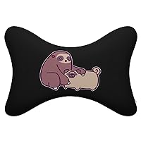Sloth and Pug Car Neck Pillow Soft Car Headrest Pillow Neck Rest Cushion Pillow 2 Pack for Driving Traveling
