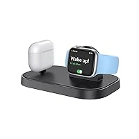 NEWDERY Charger Stand for Apple Watch, Portable Watch Charging Station, Fast Charging, Wireless USB C Charge Dock for iWatch Series Ultra/8/7/SE/6/5/3/2 & AirPods 1 2 3 Pro 2