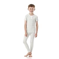 KicKee Pants Print Short Sleeve Pajama Set with Henley Buttons, Snug Fit Sleepwear, Baby to Kid Super Soft Pajamas