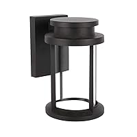 Outdoor Wall Down Round Pagoda Light, High Volt, E26 Base Socket(excl), Modern Lantern Design, Die Cast Aluminum Body with Clear Glass Shade, Waterproof for Entryway,Porch,Doorway,(Black)