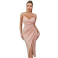 Unique Elegant Women Bridesmaid Maxi Formal Dress Pink Halter Sexy Summer Nightout Cocktail Evening Prom Dress