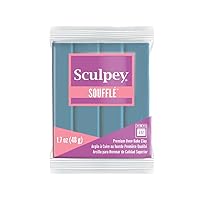 Polyform Sculpey Soufflé Polymer Oven-Bake Clay, Bluestone, Non Toxic, 1.7 oz. bar, Great for jewelry making, holiday, DIY, mixed media and more! Premium light-weight oven bake clay.