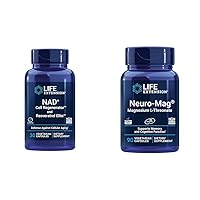 Life Extension NAD+ Cell Regenerator and Resveratrol Elite, NIAGEN nicotinamide riboside & Neuro-mag Magnesium L-threonate, Magnesium L-threonate, Brain Health