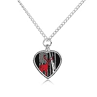 Hunter Deer USA Flag Urn Necklace for Ashes Cremation Heart Jewelry Memorial Locket Pendant Keepsake One Size