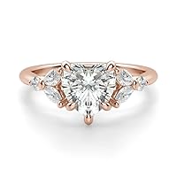 1 ct Center Moissanite Heart Engagement Wedding Rings 925 Sterling Silver 10K 14K 18K Solid Gold 6 Prong Moissanite Ring with Engraving