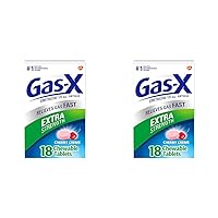 Gas-X Extra Strength Chewable Gas Relief Tablets with Simethicone 125 mg, Cherry - 18 Count (Pack of 2)