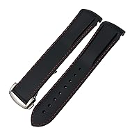 Rubber Silicone Watchband 19mm 20mm 21mm 22mm for Seiko SKX Waterproof Sport Watch Strap (Color : Black red, Size : 20mm)