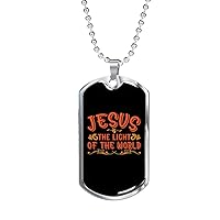 Express Your Love Gifts Light Of The World Christian Necklace Stainless Steel or 18k Gold Dog Tag 24
