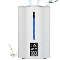 6L Humidifiers for Bedroom Large Room Home, Cool and Warm Humidifiers for Baby and Plants Mist Top Fill Desk Humidifiers Essential Oil Diffuser, Quiet Humidifiers with Adjustable Mist,360°Nozzle-White