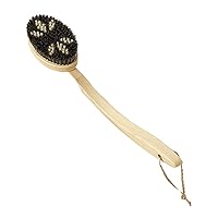 B583 Body Brush, Curved Pattern, Horsehair, Made in Japan, Natural Bristle, Long Handle, Bath Body Brush, Easy to Clean/Removable, Hanging Storage