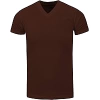 Men's Heavyweight Cotton T Shirt – Basic 6.2 Ounce Short Sleeve V Neck Plain Tee Top Tshirts Regular Big and Tall Size