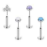 D.Bella 16g 18g 20g Threadless Push in Nose Stud Rings Flat Back Earrings Stainless Steel Nose Lip Cartilage Tragus Helix Earring Studs Piercing Jewelry