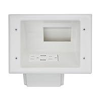 DATA COMM Electronics 45-0271-WH Recessed Low Voltage Mid-Size Plate with Duplex Receptacle and 4.0 Dual USB Ports - White