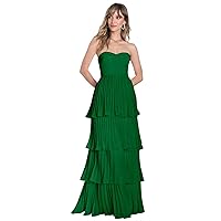 Plus Size Prom Dresses for Women Strapless Emerald Green Cocktail Dress Tiered Ruffle Sweetheart Formal Gowns Size 20W