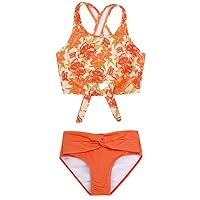 Mirawise Girls Swimsuits Swimwear Bathing Suit Beach Bikini Two Piece Tie Front Swimsiuts 4-13Y