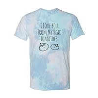 Moonlight Makers, I Love You From My Head Tomatoes, Unisex Graphic Tie Dye Tee, Shirts With Sayings, Funny Comfortable Colorful Tshirt (M, Blue)