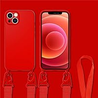 Crossbody Lanyard Cord Rope Strap Case for iPhone 11 12 14 13 Pro Max Mini XS X XR 7 8 Plus SE Liquid Silicone Cover,red,for iPhone 8