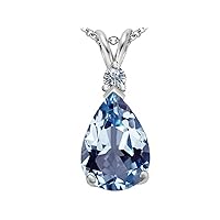 Sterling Silver Large 14x10mm Pear Shape Pendant Necklace
