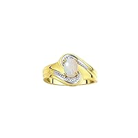 Designer Swirl Style Ring Yellow Gold Plated Silver 925 : 7X5MM Oval Gemstone & Diamond Accent - Birthstone Jewelry for Women - Available in Sizes 5-10.