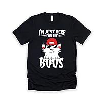 Im Just Here for The Boos Funny Boo Ghost Wine Lover Halloween Tshirt