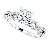 JEWELERYIUM Excellent Round Cut 1 Carat, Moissanite Wedding, Wedding/Bridal Ring, Solitaire Halo, Proposal Ring, VVS1 Clarity, Jewelry Gift for Women/Her