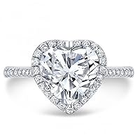 2.50 CT Heart Moissanite Engagement Ring Colorless Wedding Bridal Solitaire Halo Bazel Style Solid Sterling Silver 10K 14K 18K Solid Gold Promise Ring Gift for Her