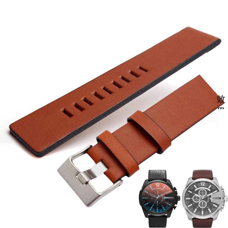 TPUOTI Cow Leather Strap For DIESEL Watchband DZ7312 | DZ4323 | DZ7257 With Stainless Steel Pin Buckle Strap 24 26 27 28 30mm Flat Band