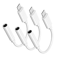 3 Pack Lightning to 3.5 mm Headphone Jack Adapter, 【Apple MFi Certified】 iPhone 3.5mm Heapdhones Jack Aux Audio Adapter Dongle for iPhone 14 13 12 11 Pro Max XS XR X 8 7 6, Support iOS 16 and More