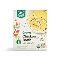 365 by Whole Foods Market, Organic Low Sodium Chicken Broth 6 Pack, 32 Fl Oz
