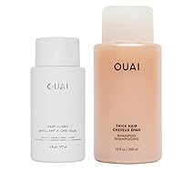 OUAI Hair Gloss Bundle, Thick Hair - Includes Hair Gloss and Thick Shampoo - Volumizing, Frizz-Control Hair Bundle (2 Count, 6 Oz/ 10 Fl Oz)