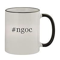 #ngoc - 11oz Colored Handle and Rim Coffee Mug, Black