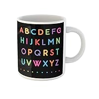 Coffee Mug Blue Colorful Neon Capital Alphabet Letters to Z Fonts 11 Oz Ceramic Tea Cup Mugs Best Gift Or Souvenir For Family Friends Coworkers