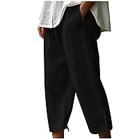 Womens Loose Fit Trousers Pants Linen Trousers Pants for Women High Cut Fall Summer Trousers Pants 2024