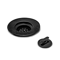 madesmart Two Piece Kitchen Sink Drain Strainer and Stopper, Soft-Grip Rim, Easy to Remove and Clean, BPA-Free, Small, Carbon