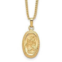 18in Gold Plated Solid Spring Ring Polished and satin Sml St. Christopher Medal Necklace 18 In Jewelry for Women