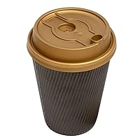 Restaurantware LIDS ONLY: Restpresso Lids For 8 12 16 and 20-OZ Paper Coffee Cups 500 Double Plug Disposable Paper Cup Lids - Straw Slot Spout Gold Plastic Hot Cup Lids Cups Sold Separately