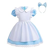 Dressy Daisy Fancy Wonderland Party Costume Dress Up Set with Apron Pinafore & Headband for Little Girls Size 2T to 14